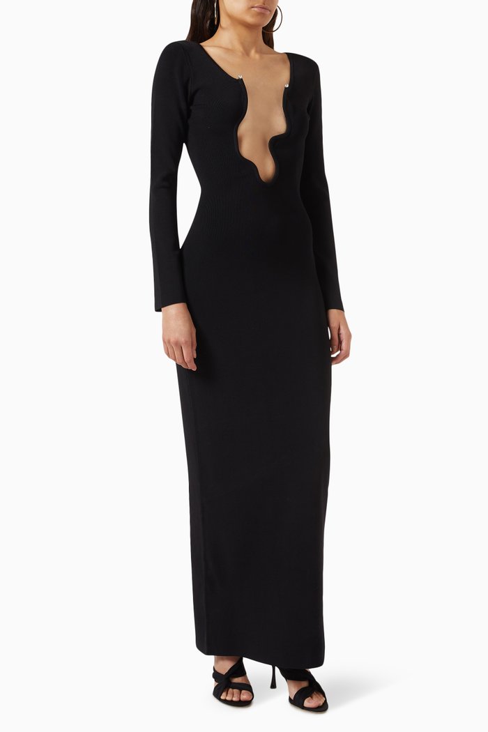 

Salacia Wire Maxi Dress in Stretch Compact-knit, Black