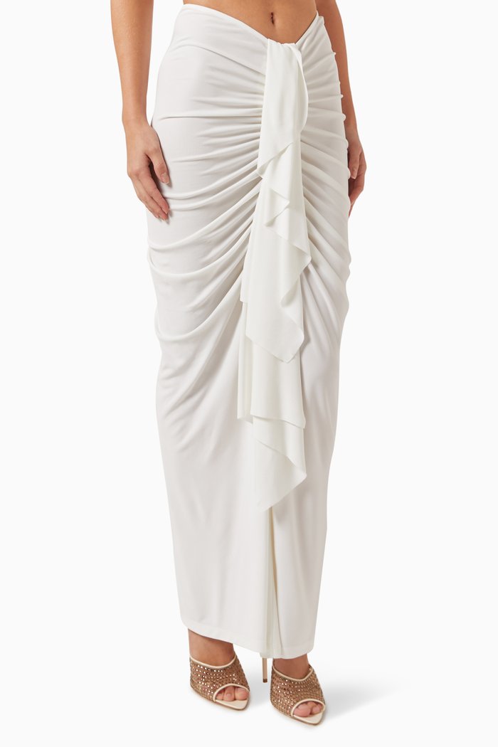 

Vivenda Draped Maxi Skirt in Viscose, White