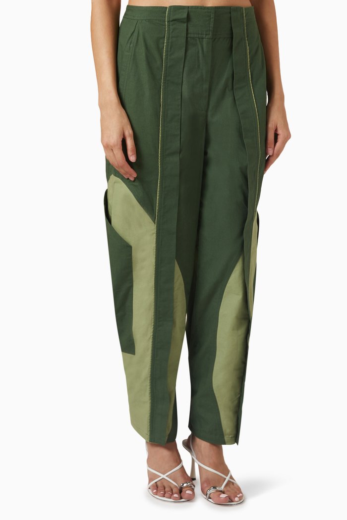 

Cocosolo Duo-tone Pants in Cotton, Green