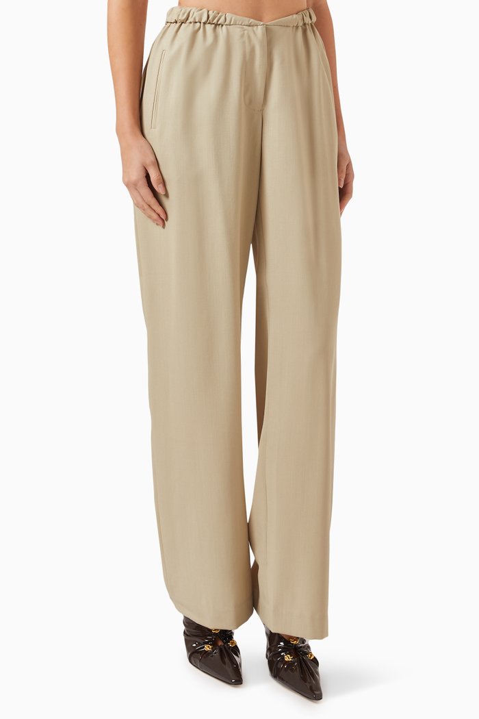 

Contorta Wide-leg Pants in Wool-suiting, Neutral