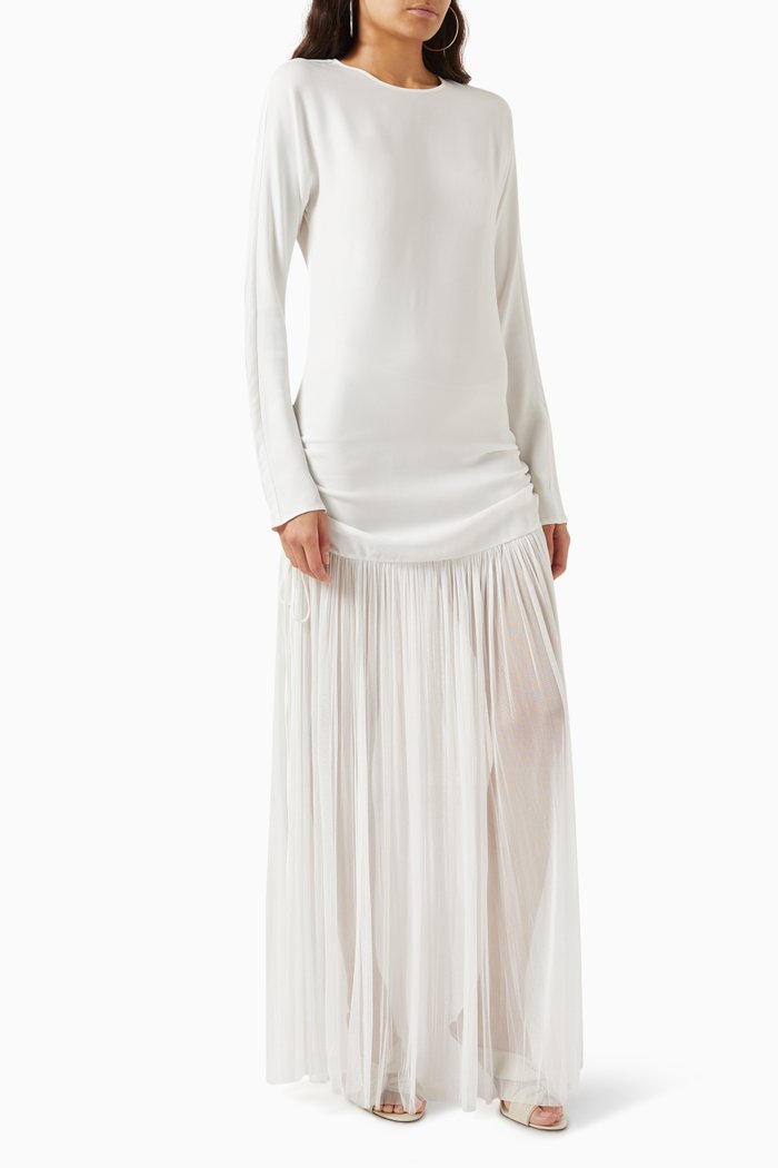 

Semblance Maxi Dress in Silk-tulle & Stretch-viscose, White