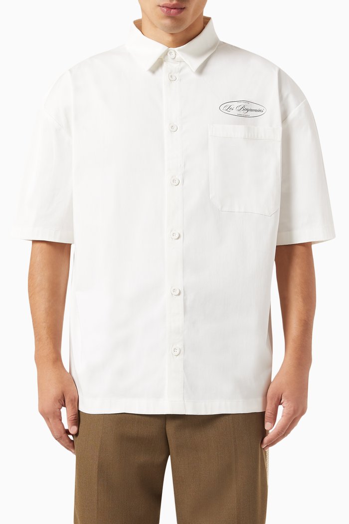 

002 Short-sleeve Shirt in Cotton-blend, Neutral