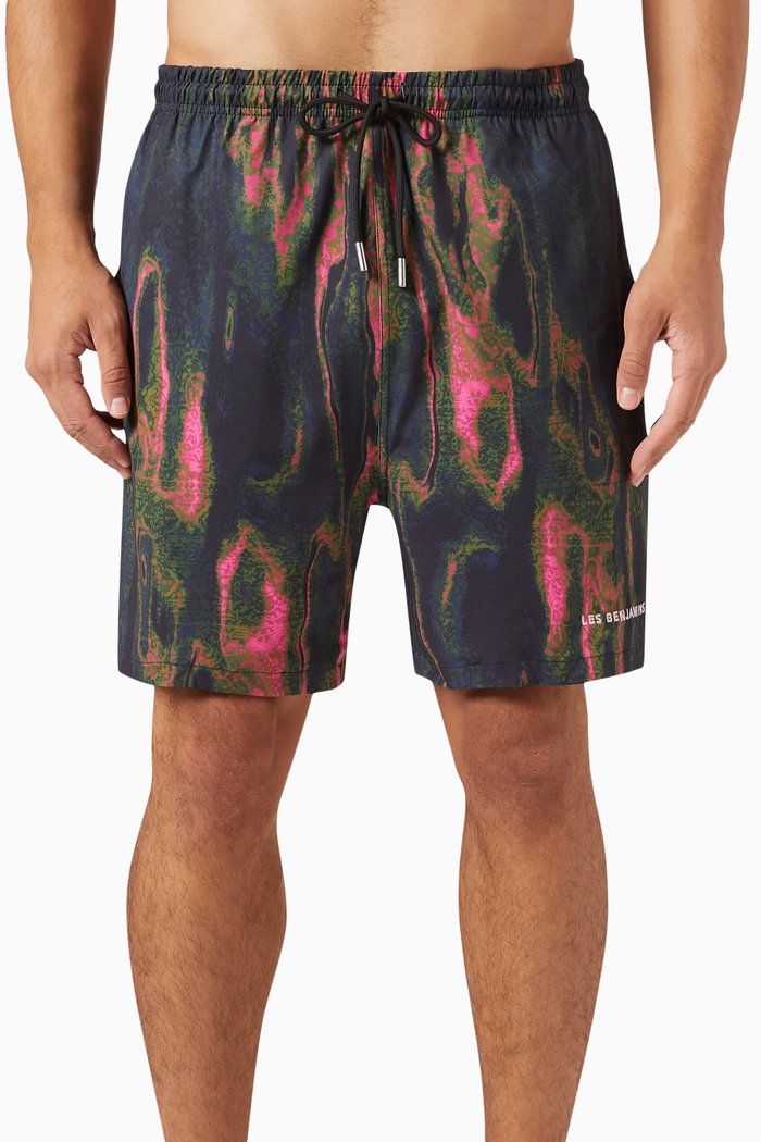 

002 Abstract-print Swim Shorts, Multicolour