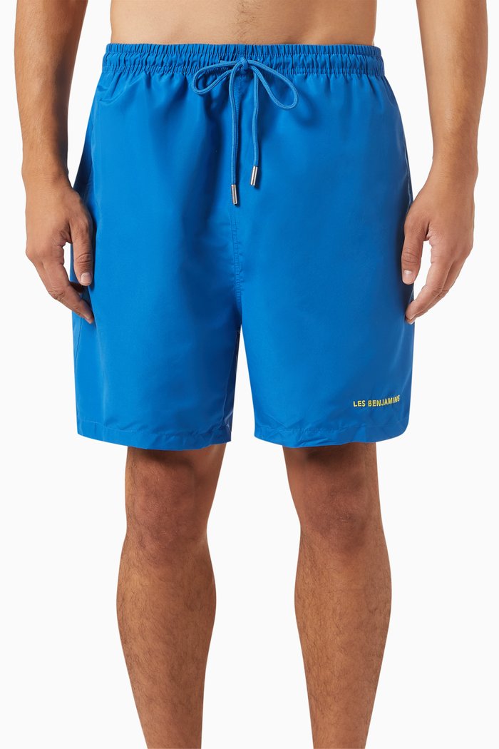 

005 Logo-embroidered Swim Shorts, Blue