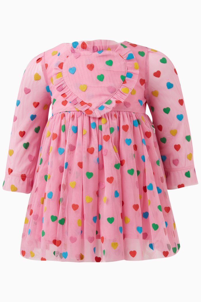 

All-over Hearts Dress in Polyester, Pink
