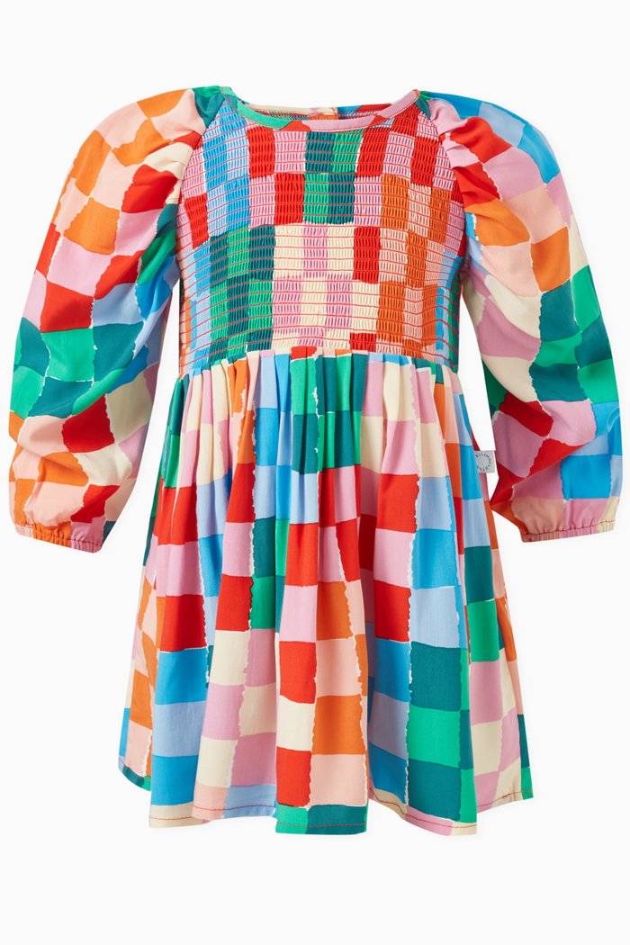 

Chequered Print Dress in Viscose, Multicolour