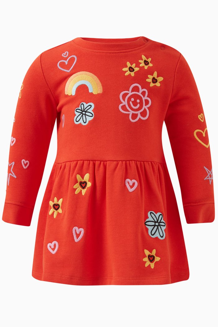 Embroidered Dress, Red