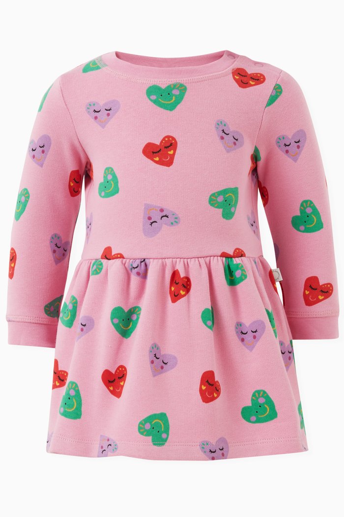 

Hearts-print Dress in Cotton, Pink