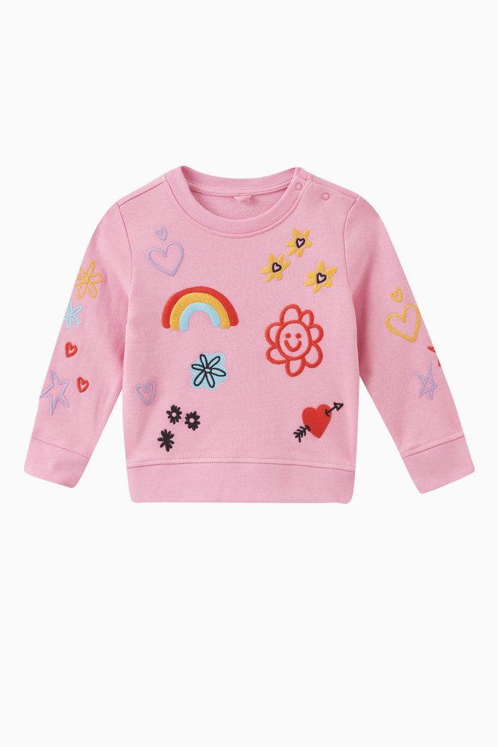 

Embroidered Sweatshirt with Snaps, Purple