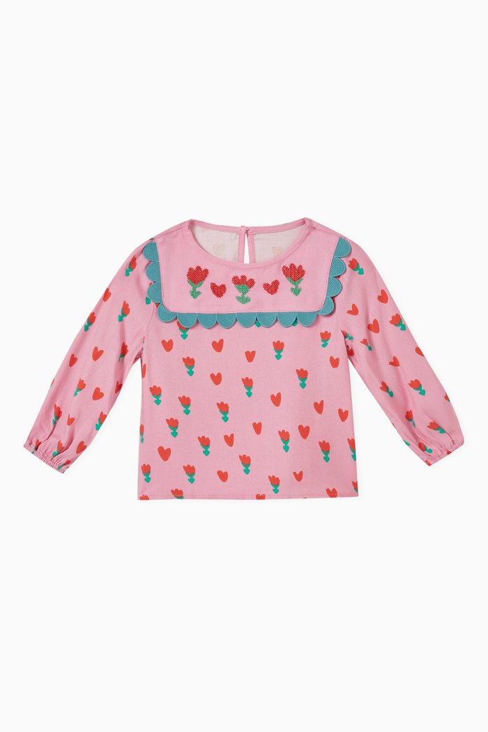 

Tulip Embroidered Top in Viscose, Pink