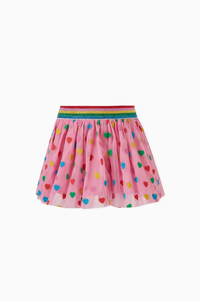 

Heart Print Skirt in Recycled Polyester, Pink