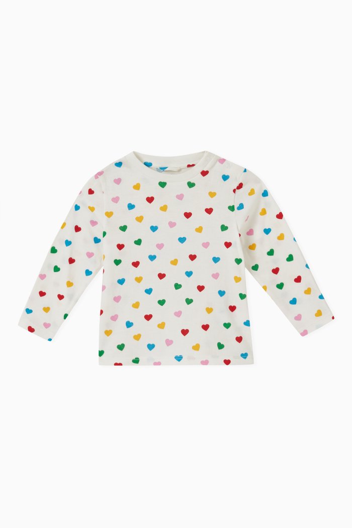 

Heart Print T-Shirt in Cotton, Neutral