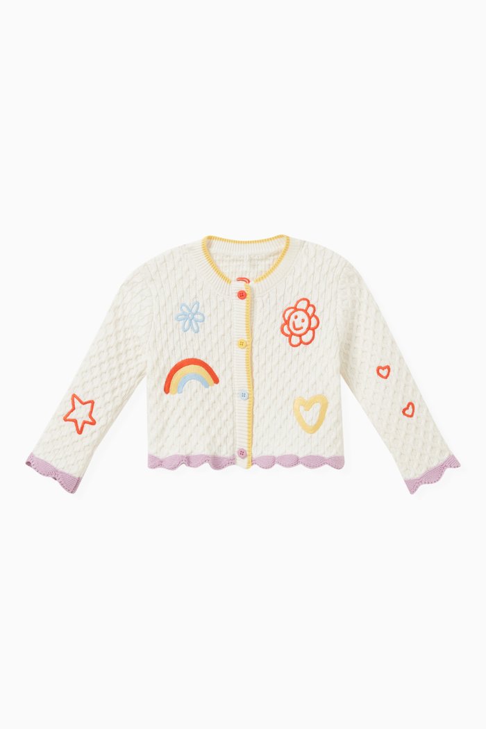 

Graphic Detail Cardigan in Organic Cotton Knit, Neutral