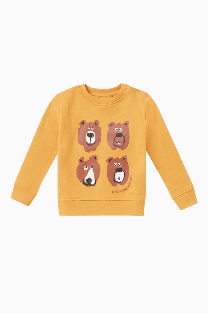 

Bear Print Sweatshirt in Organic Cotton, Yellow