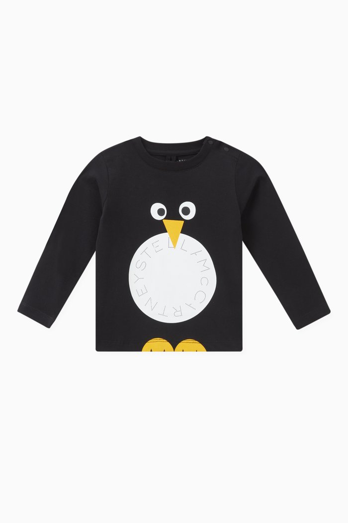 

Penguin Print T-shirt in Cotton, Black