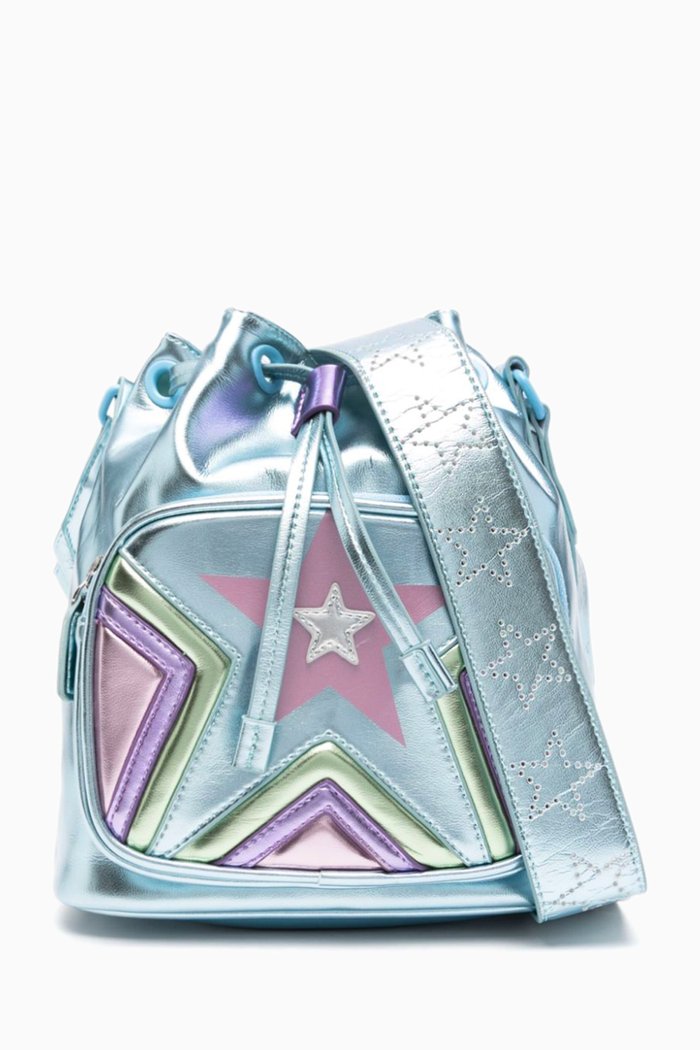 

Stars-motif Bucket Bag in Polyurethane, Blue