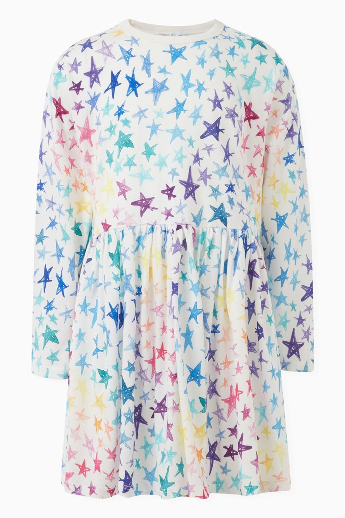 

Star Print Dress in Organic Cotton, Neutral