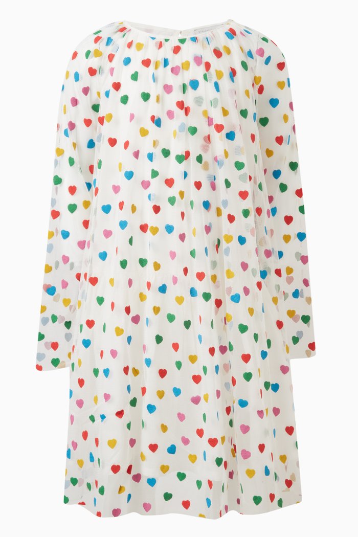 

All-over Hearts Dress in Polyester, Neutral