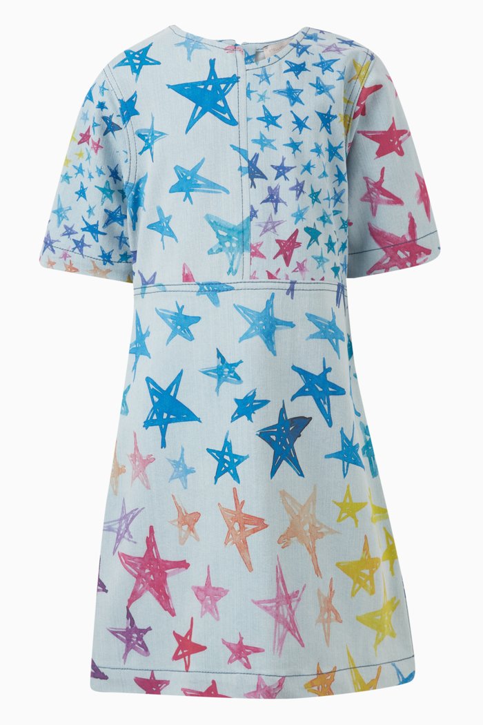 

All-over Stars-print Dress in Cotton, Multicolour