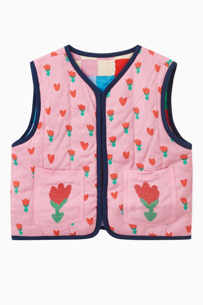

Folk Flower Embroidered Gilet in Organic Cotton, Multicolour