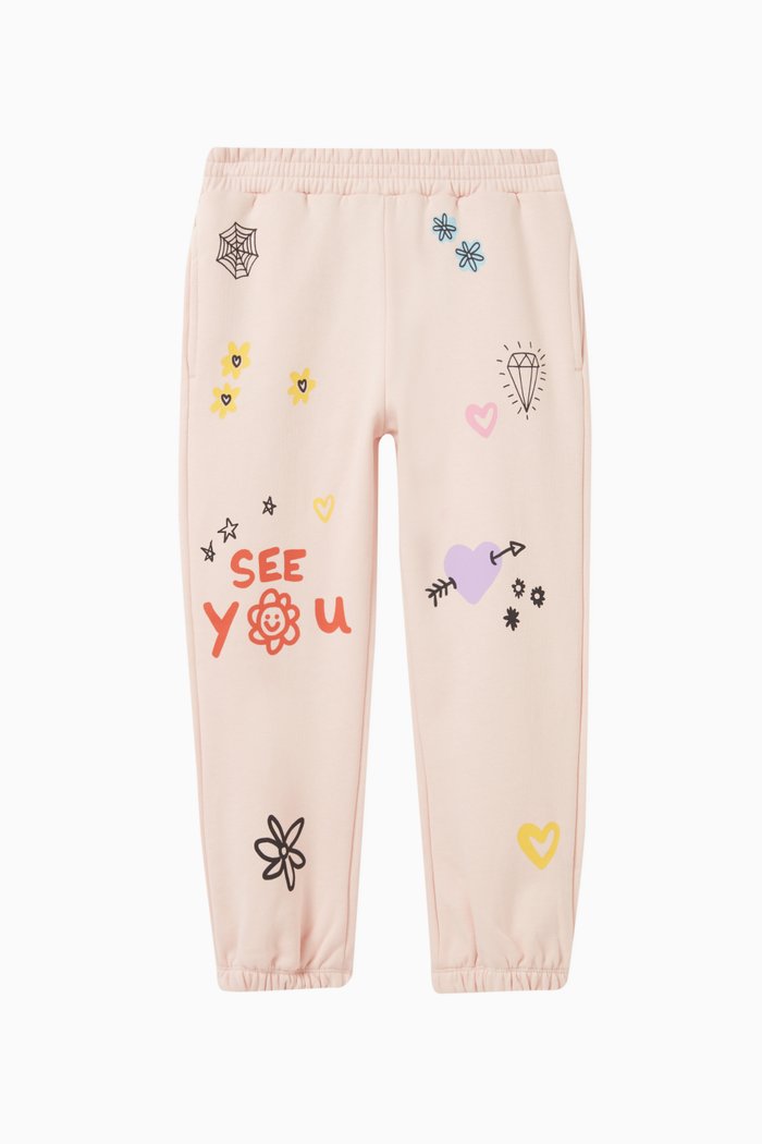 

Graphic-print Sweatpants in Cotton, Pink