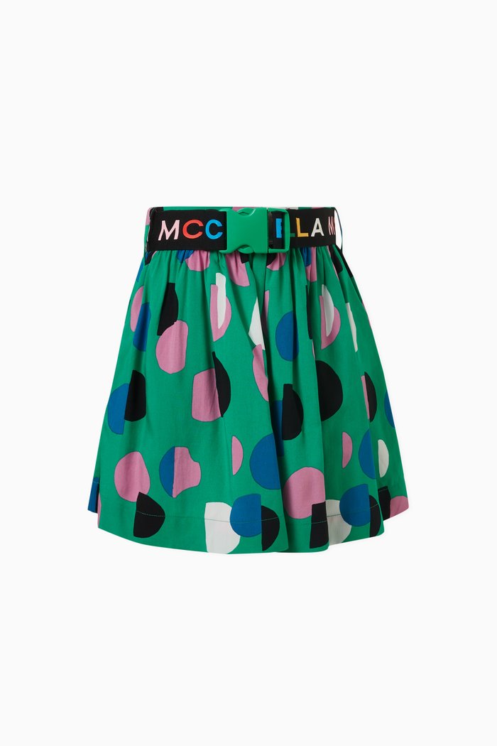 

Polka-dot Buckled Skirt in Viscose, Green