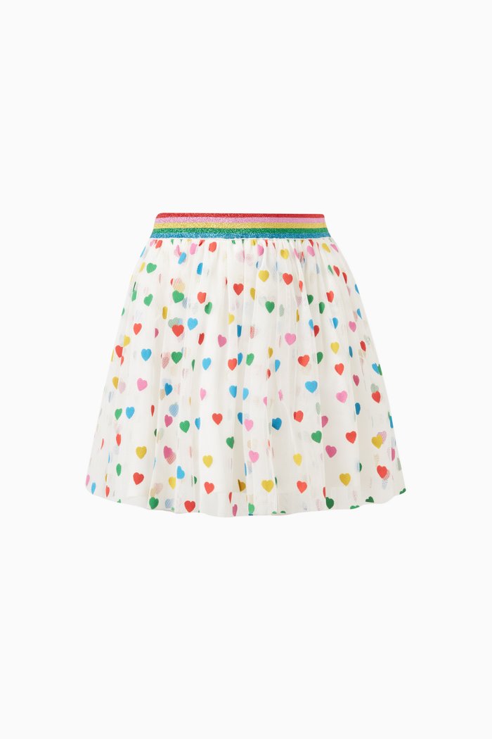 

Hearts-print Skirt in Mesh, Neutral