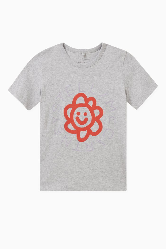 

Comic Flower T-shirt in Cotton Jersey, Grey