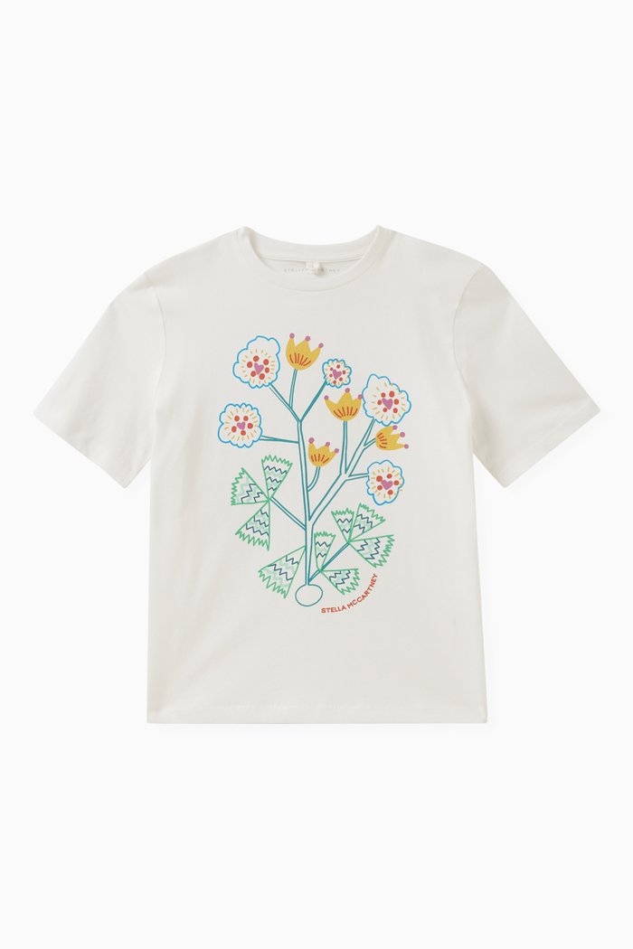 

Floral-print T-shirt in Cotton, Neutral