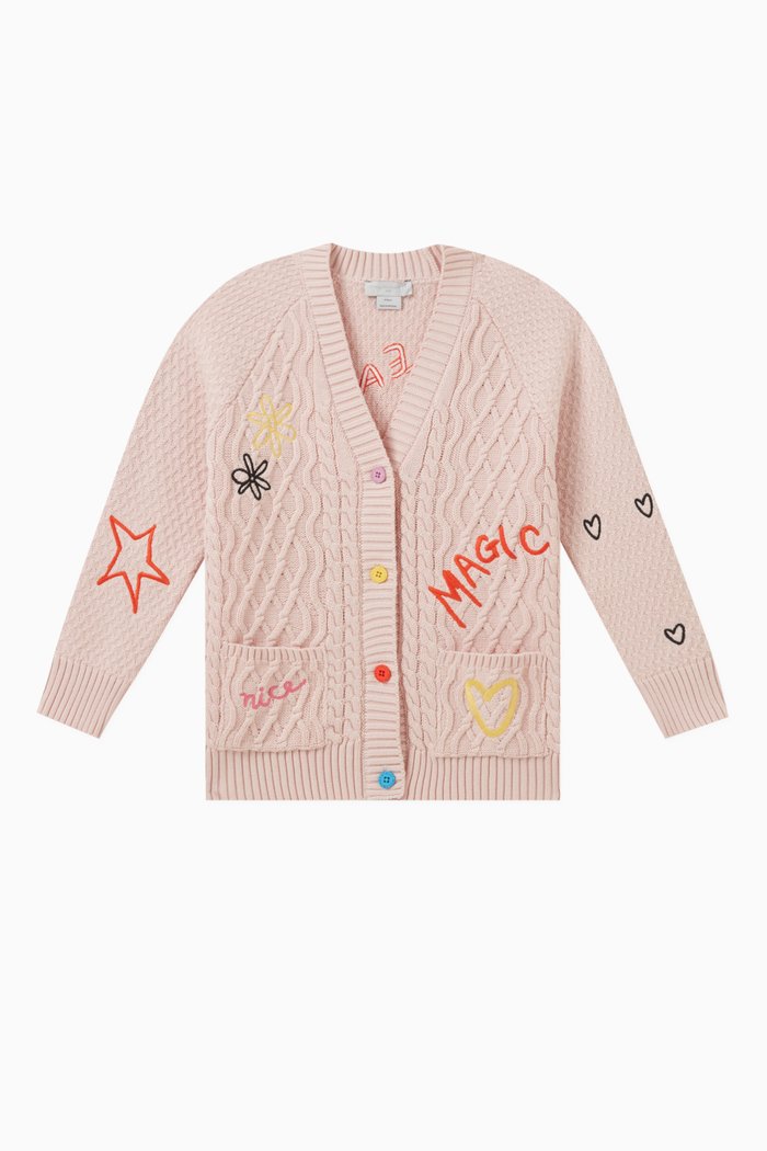 

Grapihc Cardigan in Organic Cotton Knit, Pink