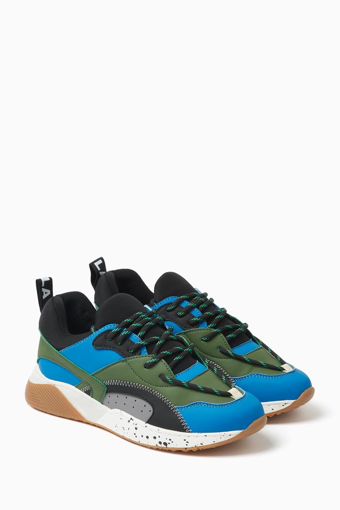Colour-block Low-top Sneakers in Polyurethane, Multicolour