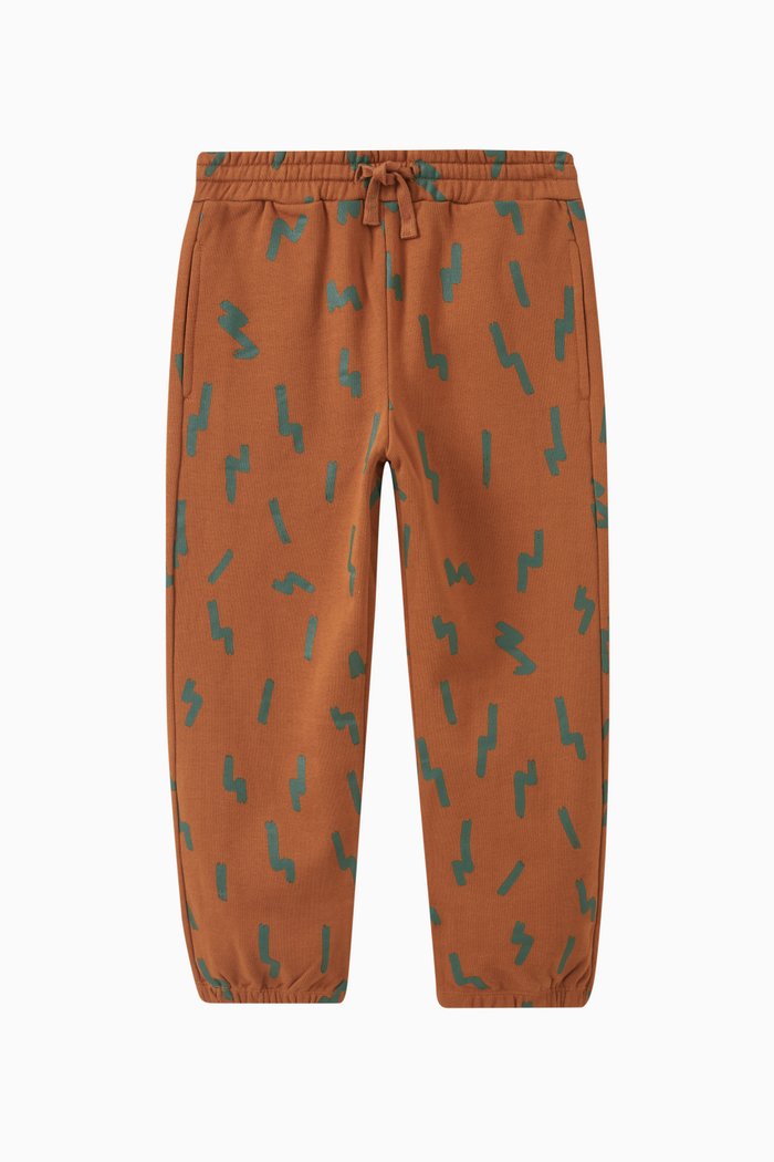 Graphic Print Track Pants, Brown