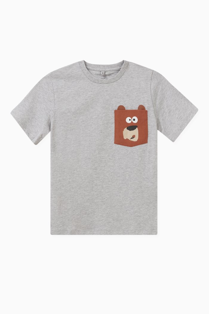 

Bear Pocket T-shirt in Cotton, Grey