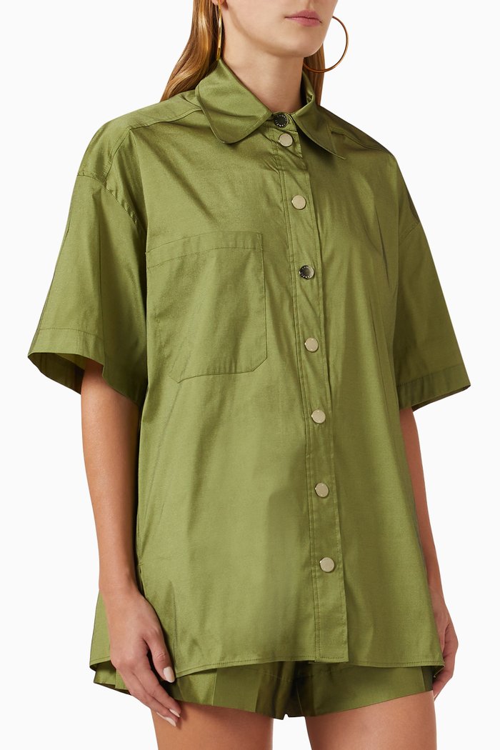 

Oversized Shirt in Satin, Green