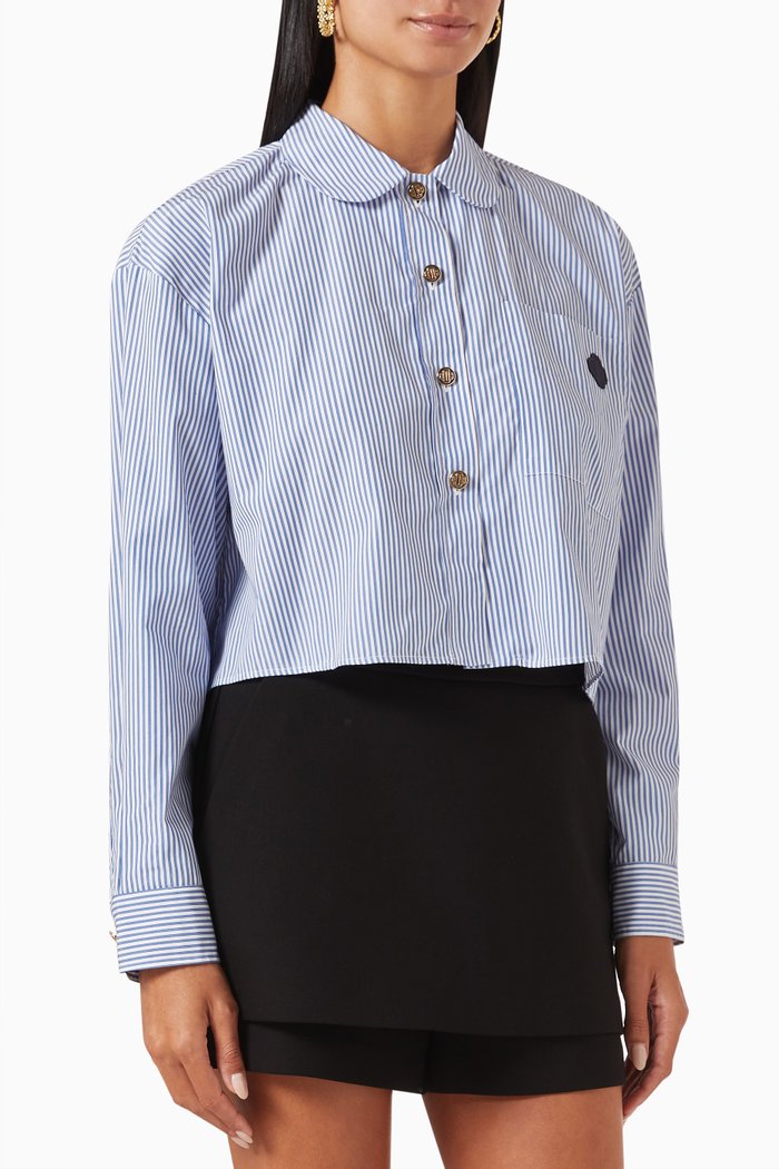 

Cimia Crop Shirt in Cotton, Blue