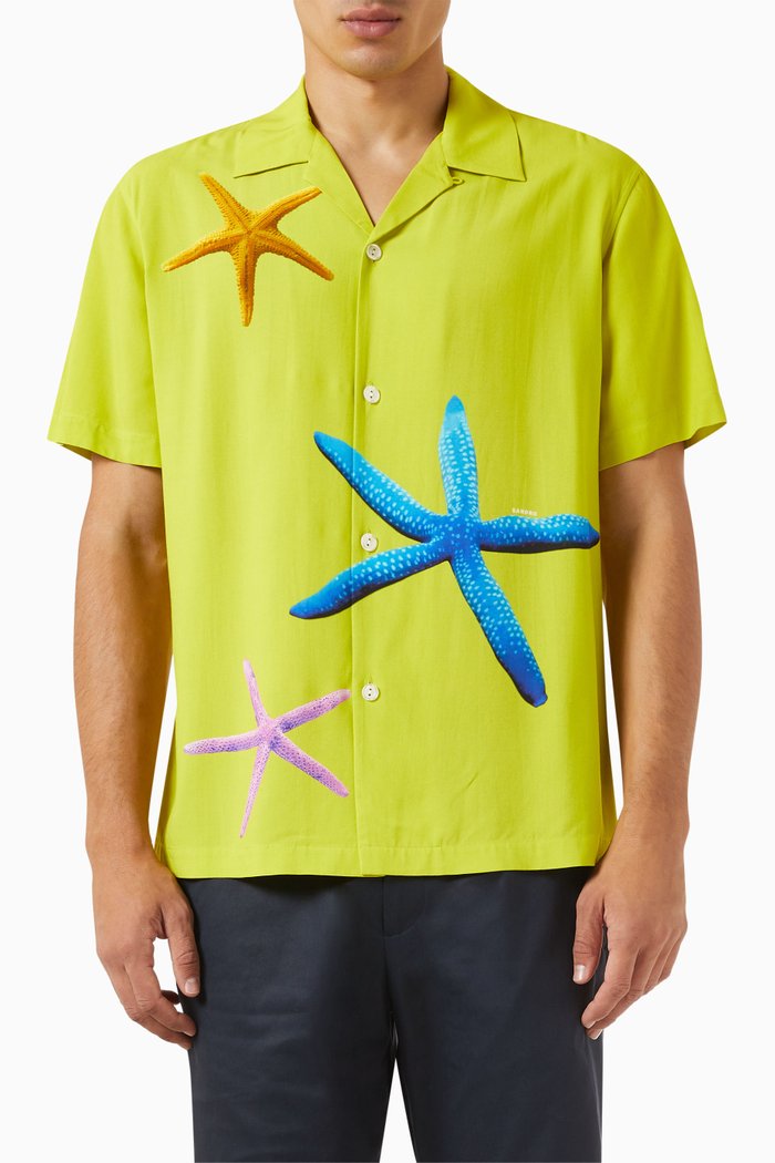 

Starfish Print Shirt in Viscose, Green