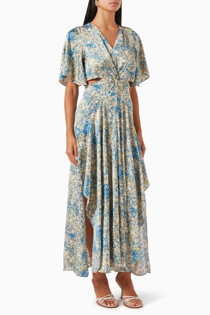 Reniliche Cut-out Maxi Dress in Satin, Blue