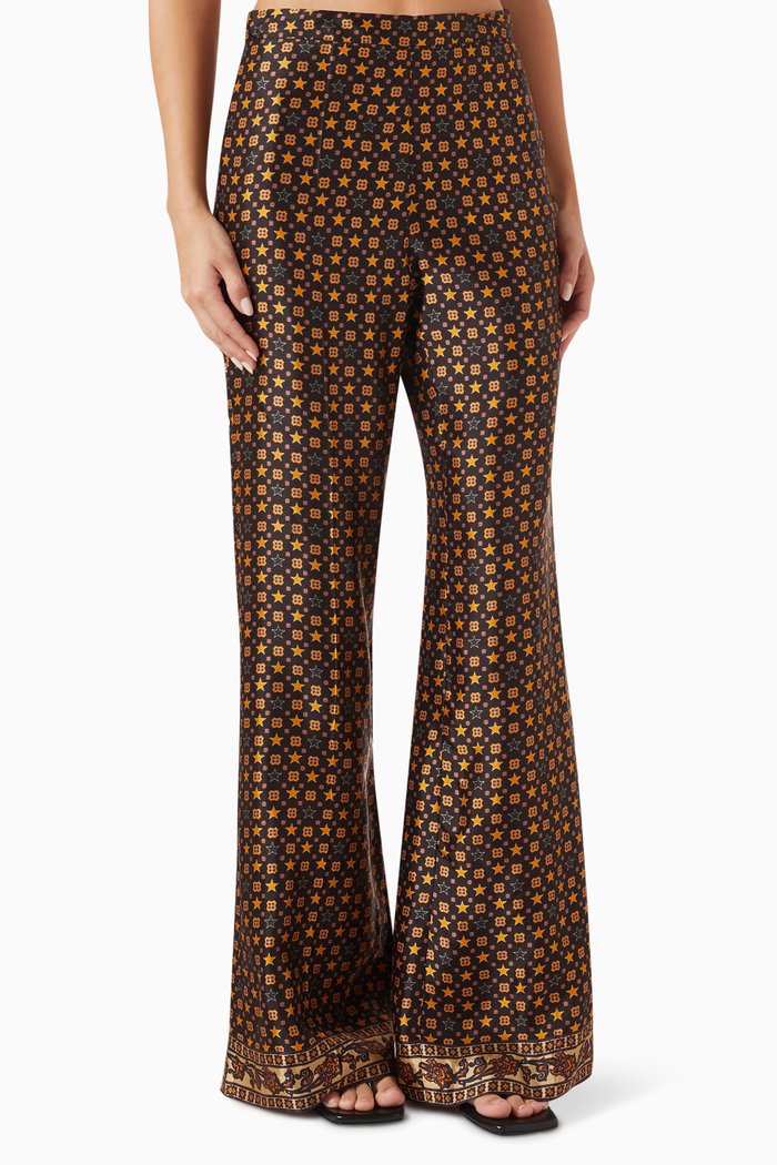 

Printed Pants in Satin, Black