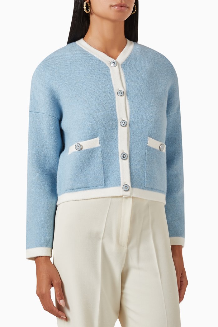 

Mesty Cardigan in Viscose-blend Knit, Blue