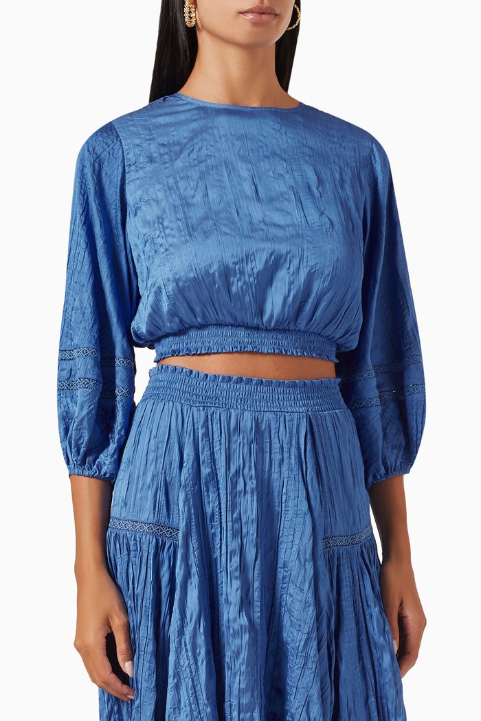 

Apra Crop Top in Satin, Blue