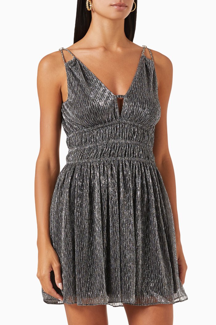 

Runela Mini Dress in Glitter Fabric, Silver