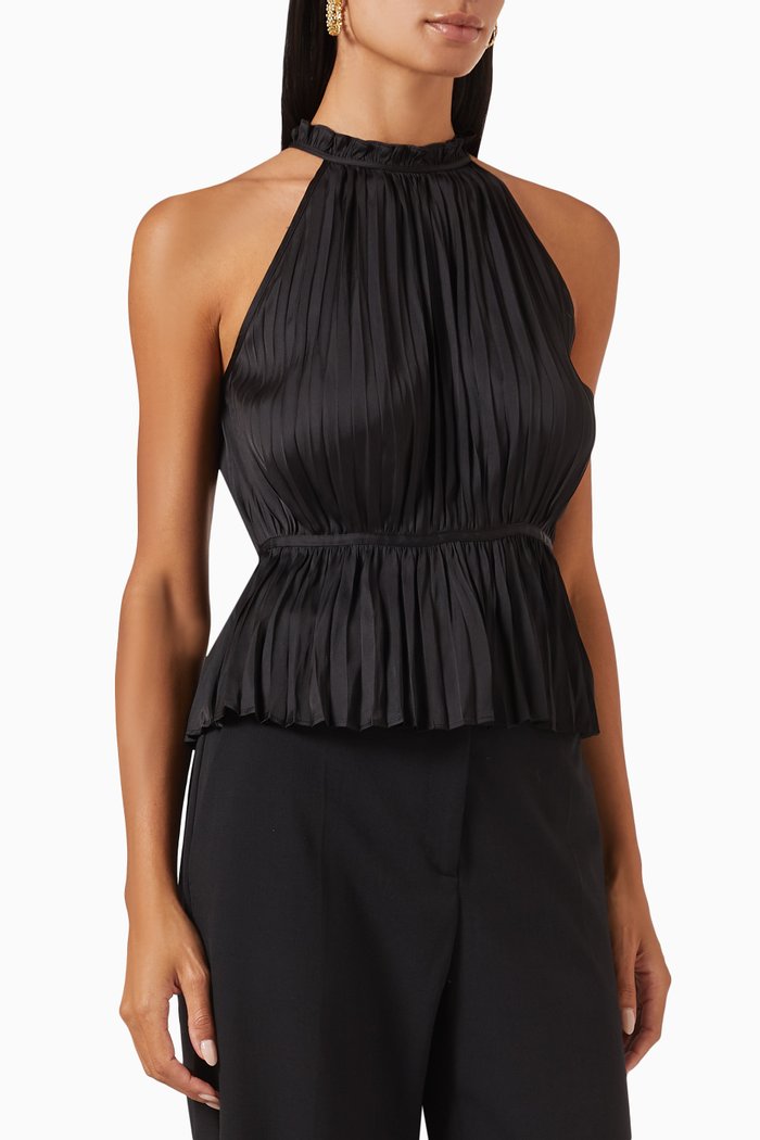

Leville Halter Top in Satin, Black