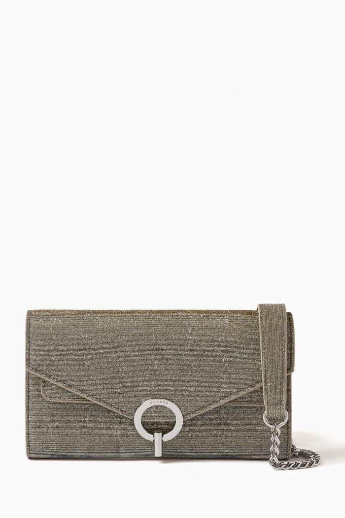

Yza Pocket Disco Bag in Metallic Textile, Silver
