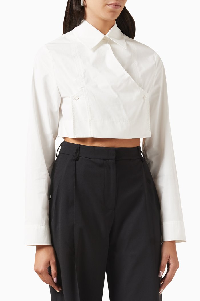 

Cross Cropped Shirt, White