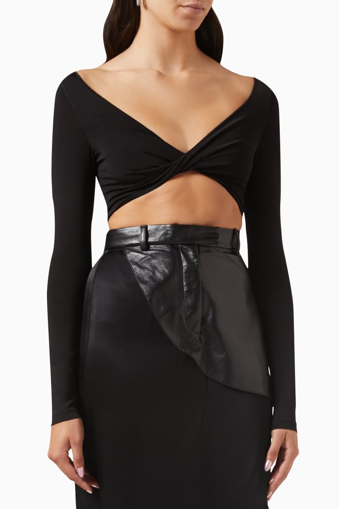 

Twist Crop Top in Jersey, Black