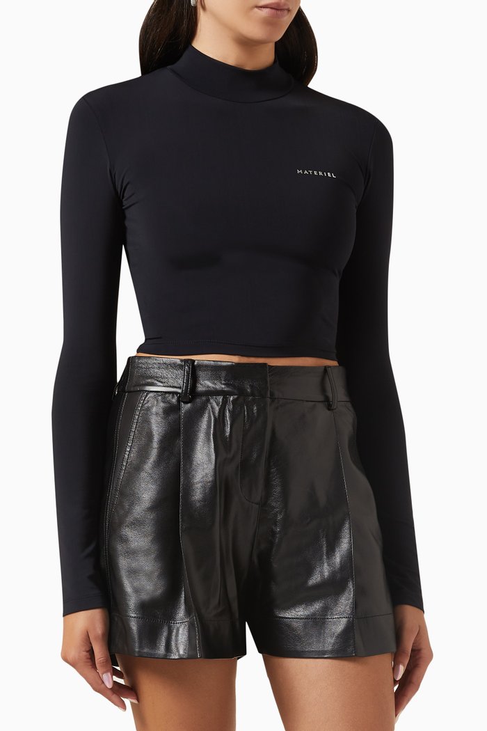 

Logo Turtleneck Top in Jersey, Black