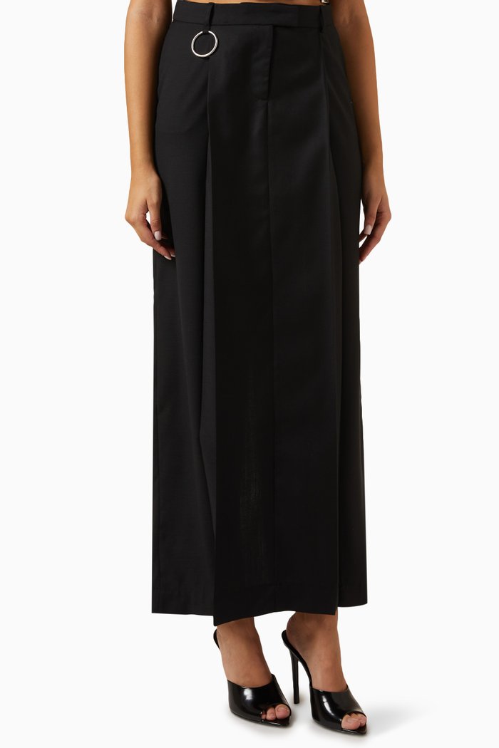 

Maxi Buckle Skirt in Wool Blend, Black