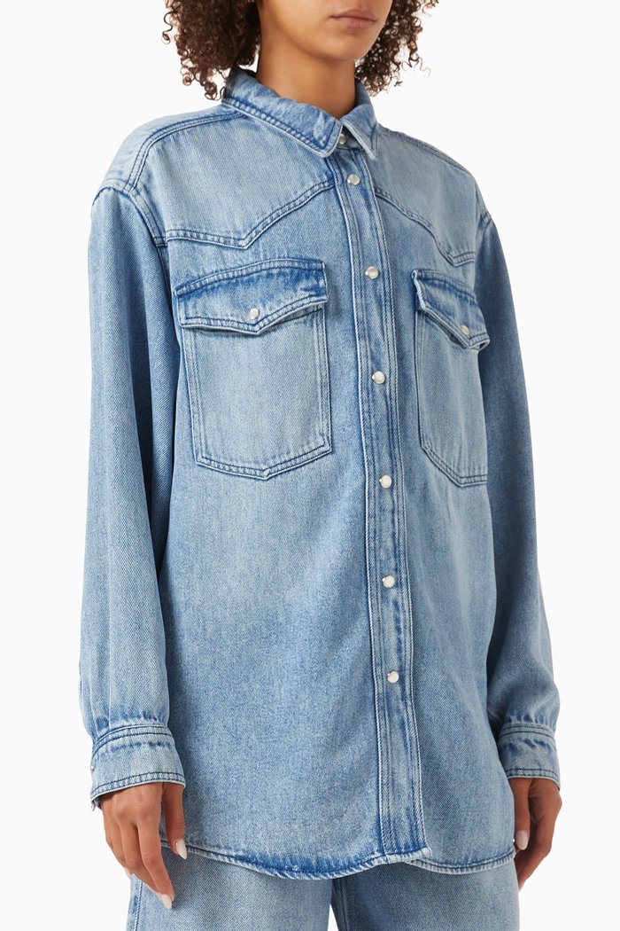 

Taniami Fluid Oversized Shirt in Denim, Blue