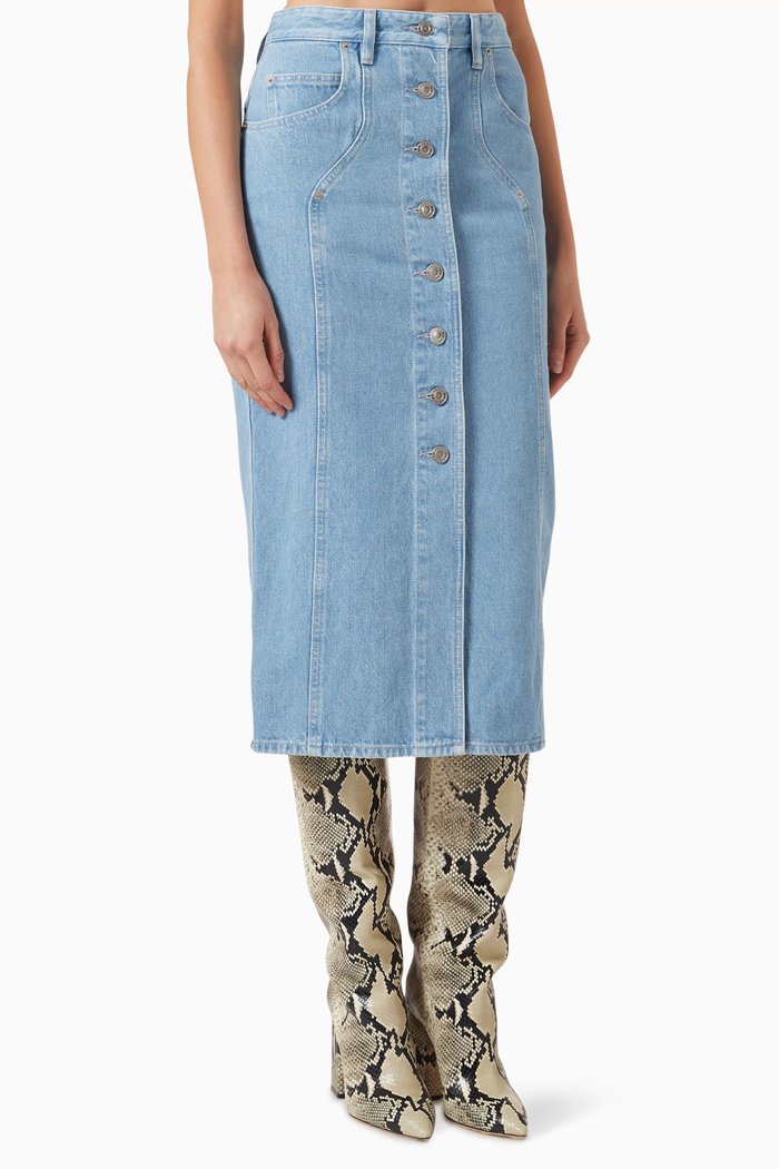 

Vandy Midi Skirt in Denim, Blue