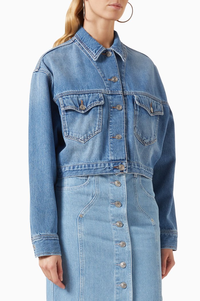 

Tadia Cropped Jacket in Denim, Blue